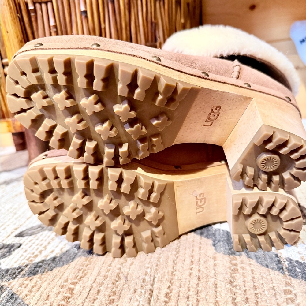 UGG Chestnut Suede Shearling Clogs - image 5